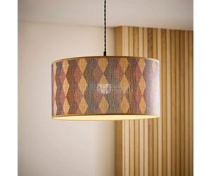 Valuelights Lori Diamond Print Bamboo Drum Easy Fit Ceiling Light Lamp Shade