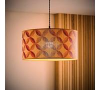 Valuelights Lori Geo Print Bamboo Drum Easy Fit Ceiling Lamp Shade And Bulb