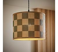 ValueLights Lori Green Checker Bamboo Medium Drum Ceiling Lamp Shade - Size: 23 x 30 x 30cm - Wilko