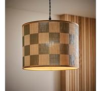 Lori Green Checkerboard Bamboo Drum Easy Fit Lamp Shade with Bulb ValueLights Pale Green One Size