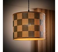 Valuelights Lori Green Checkerboard Bamboo Drum Ceiling Lamp Shade And Bulb (D)30Cm