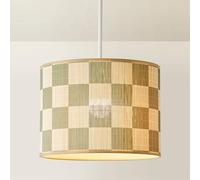 ValueLights | Lori Green Checkerboard Bamboo Drum Ceiling Lamp Shade | Shades & Home Improvements Essential | 30cm Shade Width