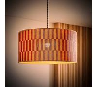 Valuelights Lori Orange Checkerboard Bamboo Drum Ceiling Lamp Shade And Bulb (D)45Cm