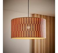 ValueLights | Lori Orange Checkerboard Bamboo Drum Ceiling Lamp Shade | Shades & Home Improvements Essential | 450mm Shade Width