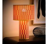 Valuelights Lori Orange Checkerboard Print Bamboo Table Lamp And Bulb