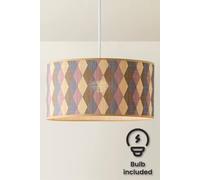 Valuelights Lori Diamond Print Bamboo Drum Easy Fit Ceiling Lamp Shade And Bulb