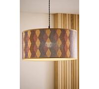 Valuelights Lori Diamond Print Bamboo Drum Easy Fit Ceiling Light Lamp Shade