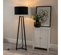 ValueLights | Black Wood Tripod Floor Lamp with Black/Gold Drum Lampshade Living Room Light | Floor Lamps, Home Décor & Improvement Essential