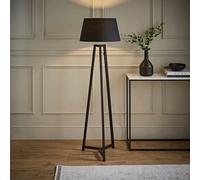 Valuelights Lottie Black Wood Tripod Floor Lamp With Black Tapered Shade