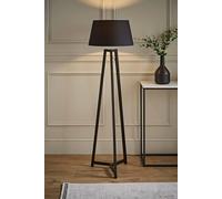 Valuelights Lottie Black Wood Tripod Floor Lamp With Fabric Tapered Shade Black