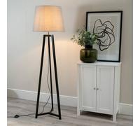 ValueLights | Black Wood Tripod Floor Lamp with Grey Tapered Fabric Lampshade Living Room Light | Floor Lamps, Home Décor & Improvement Essential