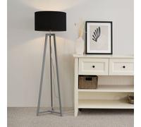 Lottie Grey Wood Tripod Floor Lamp with Fabric Drum Shade ValueLights Black One Size