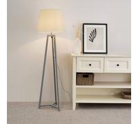 Lottie Grey Wood Tripod Floor Lamp with Fabric Tapered Shade and LED Bulb ValueLights Cream One Size