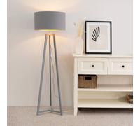 Lottie Grey Wood Tripod Floor Lamp with Grey and Copper Drum Shade ValueLights Grey One Size