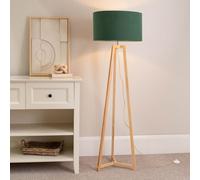 ValueLights | Natural Wood Tripod Floor Lamp with Forest Green Fabric Drum Lampshade Living Room Light | Floor Lamps, Home Décor & Improvement Essential