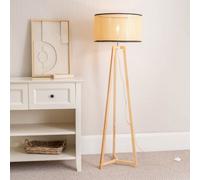 ValueLights | Natural Wood Tripod Floor Lamp with Natural Cane Rattan Drum Lampshade Living Room Light | Floor Lamps, Home Décor & Improvement Essential
