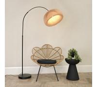 Louis Black Arched Curved Floor Lamp with Bamboo Donut Lamp Shade ValueLights Natural One Size