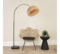 Louis Black Arched Curved Floor Lamp with Bamboo Donut Lamp Shade ValueLights Natural One Size