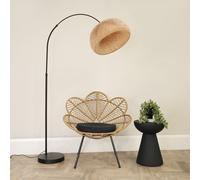 Louis Black Arched Curved Floor Lamp with Bamboo Donut Lamp Shade and LED Bulb ValueLights Natural One Size