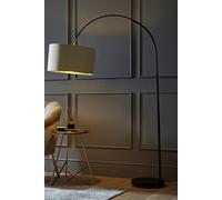 ValueLights Louis Black Arched Curved Floor Lamp with Beige & Gold Lamp Shade ValueLights Beige