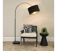 Louis Black Arched Curved Floor Lamp with Black and Metallic Gold Inner Shade ValueLights Black One Size