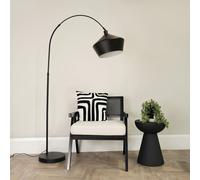 Louis Black Arched Curved Floor Lamp with Black Metal Lamp Shade ValueLights Black One Size