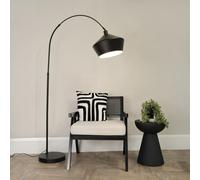 Valuelights Louis Black Arched Curved Floor Lamp With Black Metal Lamp Shade With Led Bulb