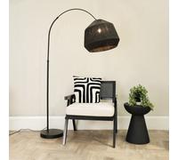 Valuelights Louis Black Arched Curved Floor Lamp With Black Paper Lamp Shade