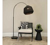 Valuelights Louis Black Arched Curved Floor Lamp With Black Rope Dome Lamp Shade