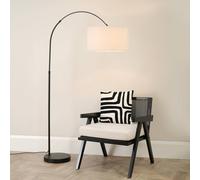 ValueLights | Black Metal Arched Stem Curved Arm Floor Lamp with Cream Boucle Shade for Living Room Lounge | Floor Lamps, Home Décor & Improvement Essential | Included LED Bulb