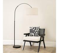 ValueLights | Black Metal Arched Stem Curved Arm Floor Lamp with Cream Boucle Shade for Living Room Lounge | Floor Lamps, Home Décor & Improvement Essential