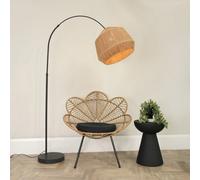 Valuelights Louis Black Arched Curved Floor Lamp With Natural Rope Dome Lamp Shade