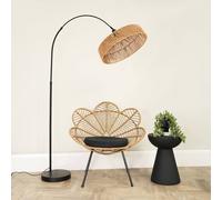 ValueLights Louis Black Arched Floor Lamp with Rope Pendant Lamp Shade