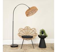 ValueLights Louis Black Arched Floor Lamp with Rope Pendant Lamp Shade