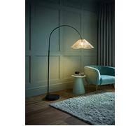 Louis Black Arched Curved Floor Lamp with Natural Wicker Tapered Lamp Shade ValueLights Natural One Size