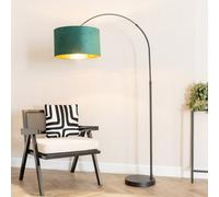 ValueLights | Louis Black Arch Floor Lamp with Green Velvet & Gold Inner Shade & Warm White Bulb | Floor Lamps, Home Décor & Improvement Essential