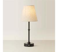 Valuelights Lowe Black Rechargeable Portable Table Lamp With Linen Lamp Shade Black
