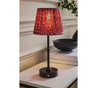 Valuelights Lowe Floral Pleated Shade Metal Portable Rechargeable Table Lamp In Light Red Light Red