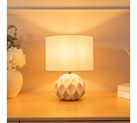 Valuelights Luca Pair Of Natural Textured Ceramic Table Lamps With A Cream Fabric Lampshade Bedside Light