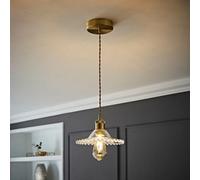 ValueLights Lucrezia Pendant Light with Frilled Glass Lamp Shade in Amber | Size: 9 inches ValueLights Amber 9 inches