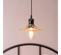 Lucrezia Pendant Light with Frilled Glass Lamp Shade ValueLights Amber 9 inches