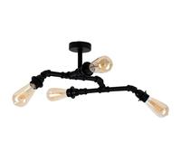 MiniSun | Industrial Steampunk Style 4 Way Satin Black Angular Pipework Ceiling Light | Pendant Lights, Home Décor & Improvement Essential