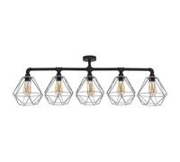 Luiggi Black 5 Way Bar Ceiling Light With Grey Wire Pendant Shade ValueLights Black One Size