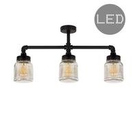 Valuelights Luiggi Black Ceiling Bar Light With 4W Filament Bulbs Black