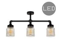 Luiggi Black Ceiling Bar Light with 4w Filament Bulbs ValueLights Black One Size