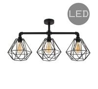 ValueLights Luiggi Diablo Black Ceiling Bar with 3 Lights ValueLights Black
