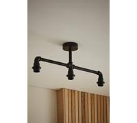 Valuelights Luiggi Industrial Satin Black 3 Way Bar Pipework Ceiling Light