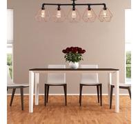 Valuelights Luiggi Industrial 5 Way Satin Black Pipework Ceiling Light With Copper Cage Shades