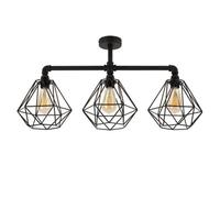 Valuelights Luiggi Industrial Satin Black 3 Way Bar Pipework Ceiling Light With Black Metal Shades