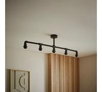 Valuelights Luiggi Industrial Style 5 Way Satin Black Pipework Bar Ceiling Light